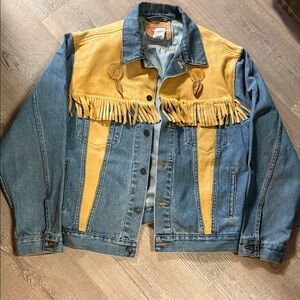 Custom Levi's Classic Denim Jacket Fringe Leather Detail